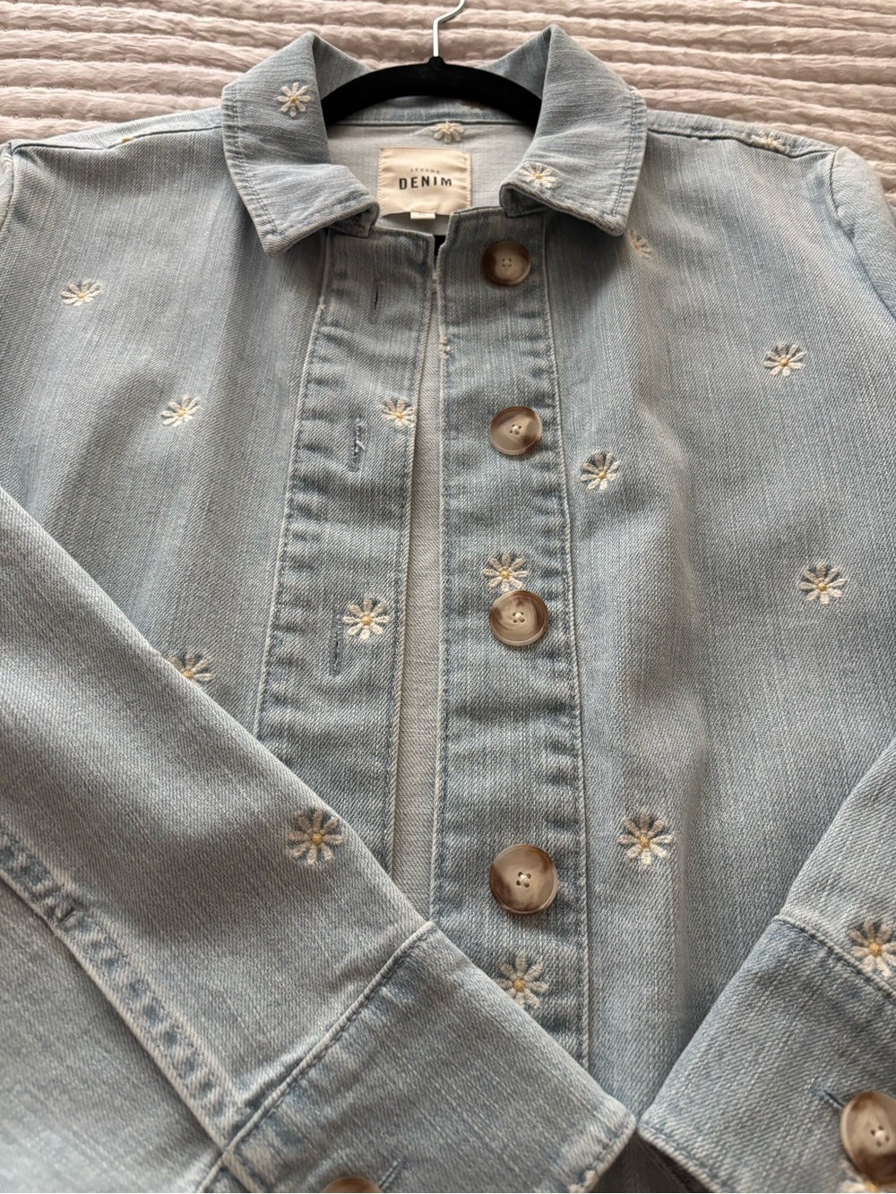 NWT Sezane Light Blue Embroidered Gab Jacket - Picture 8 of 10